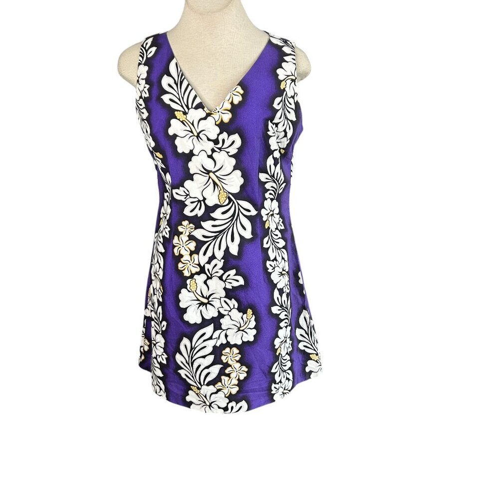 Hoku Vintage Hawaiian Purple Tiki Dress Size XL